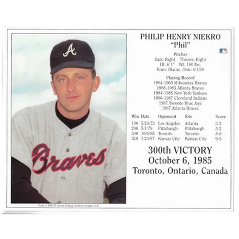 Phil Niekro Atlanta Braves 300th Win 8x10 Photocard 
