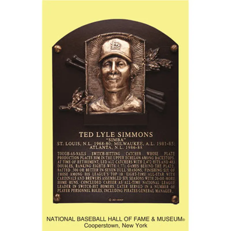 Ted Simmons Baseball Hall of Fame Plaque Postcard 
