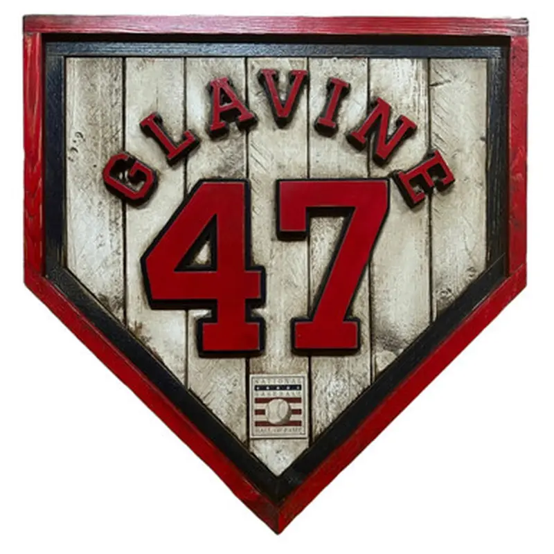 Tom Glavine Hall of Fame Vintage Distressed Wood 20 Inch Heritage Home Plate 