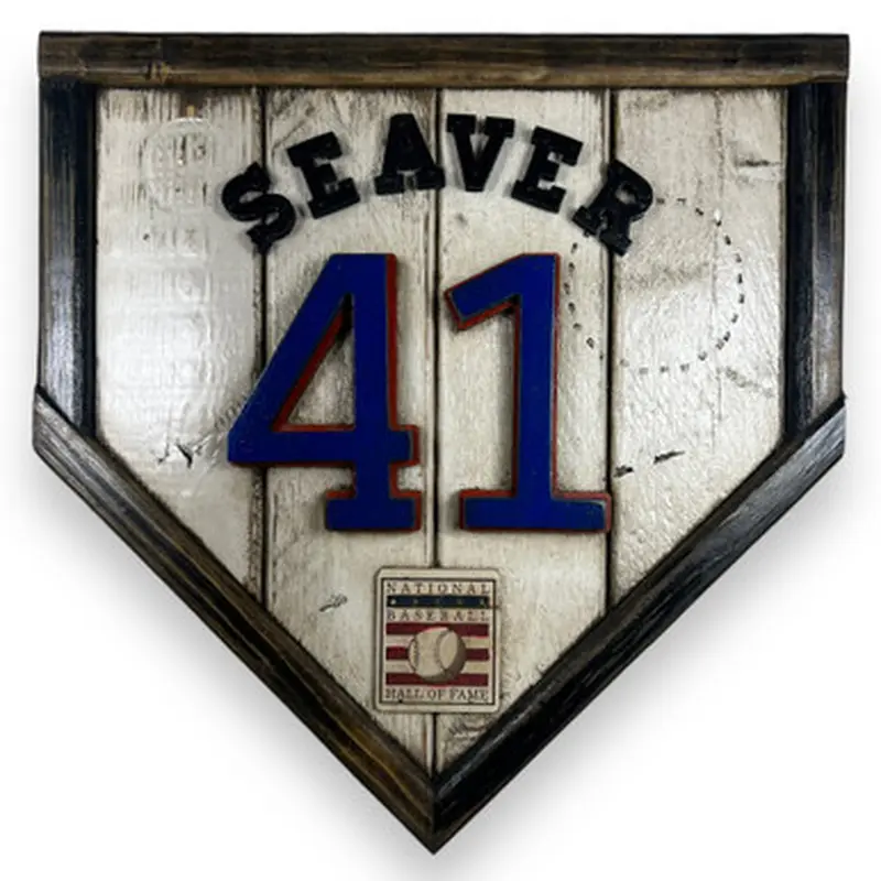 Tom Seaver Hall of Fame Vintage Distressed Wood 11 Inch Mini Legacy Home Plate 