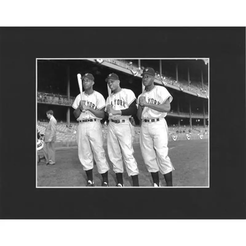 Matted 8x10 Photo- Monte Irvin, Willie Mays and Hank Thompson 