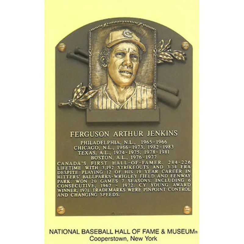 Fergie Jenkins Baseball Hall of Fame Plaque Postcard 