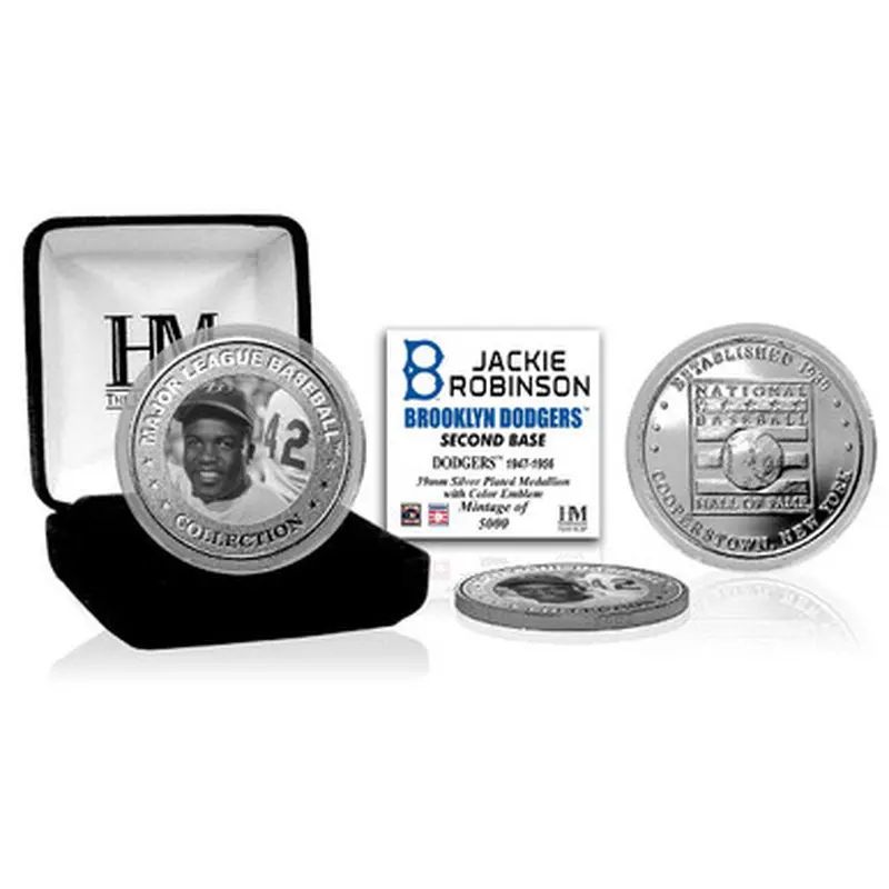 Highland Mint Jackie Robinson Brooklyn Dodgers Hall of Fame Silver Photo Coin 