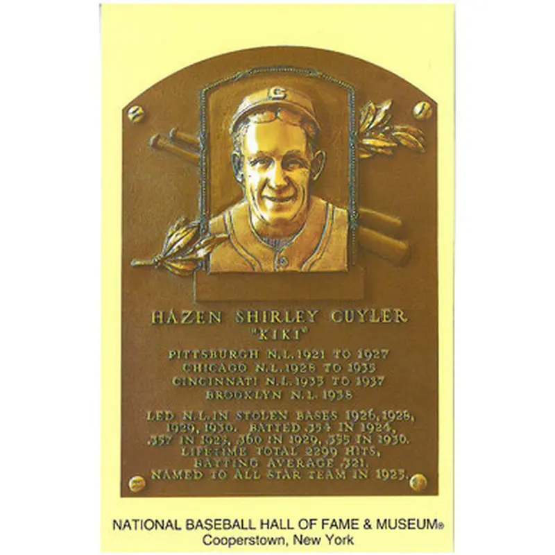 Kiki Cuyler Baseball Hall of Fame Plaque Postcard 