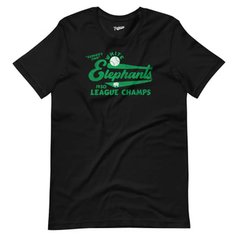 Unisex Teambrown Denver White Elephants 1930 League Champions Black T-Shirt Size L
