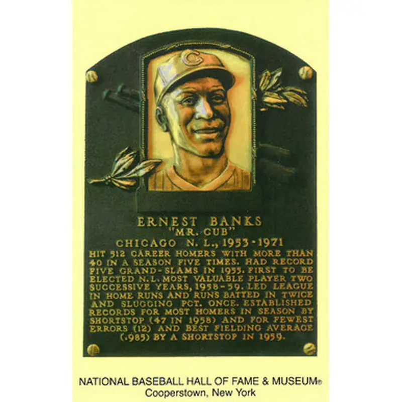 Ernie Banks Baseball Hall of Fame Plaque Postcard 