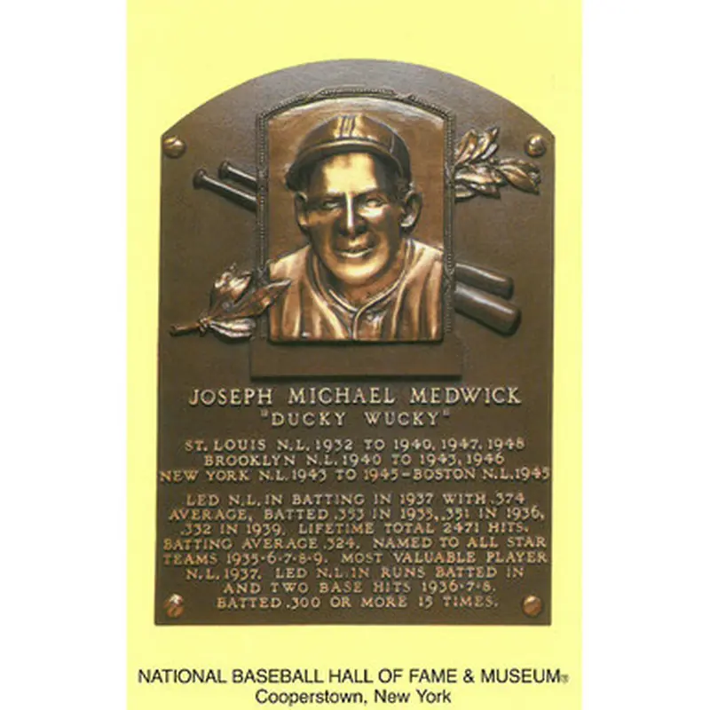 Joe Medwick Baseball Hall of Fame Plaque Postcard 