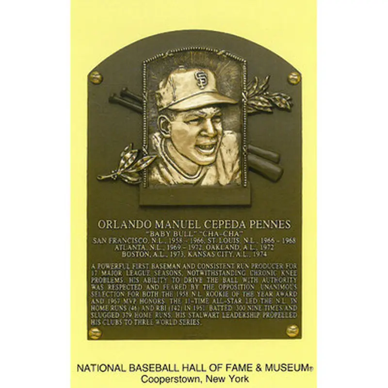 Orlando Cepeda Baseball Hall of Fame Plaque Postcard 