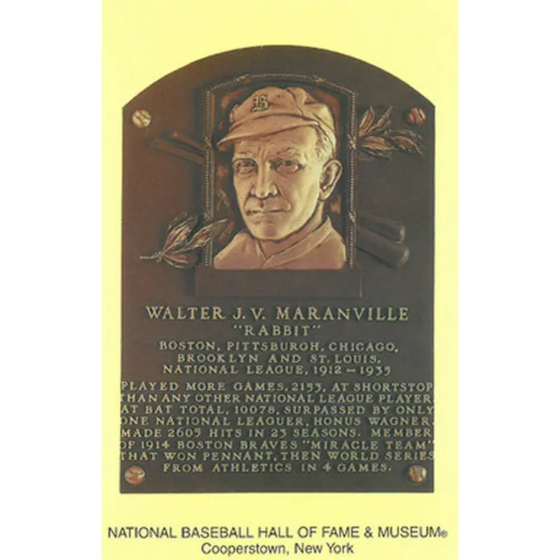 Rabbit Maranville Baseball Hall of Fame Plaque Postcard 