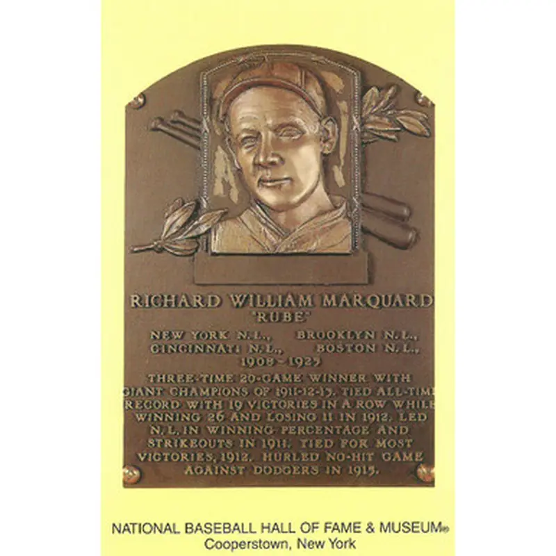 Rube Marquard Baseball Hall of Fame Plaque Postcard 