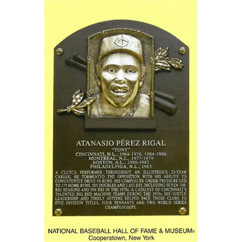 Tony Perez Baseball Hall of Fame Plaque Postcard 