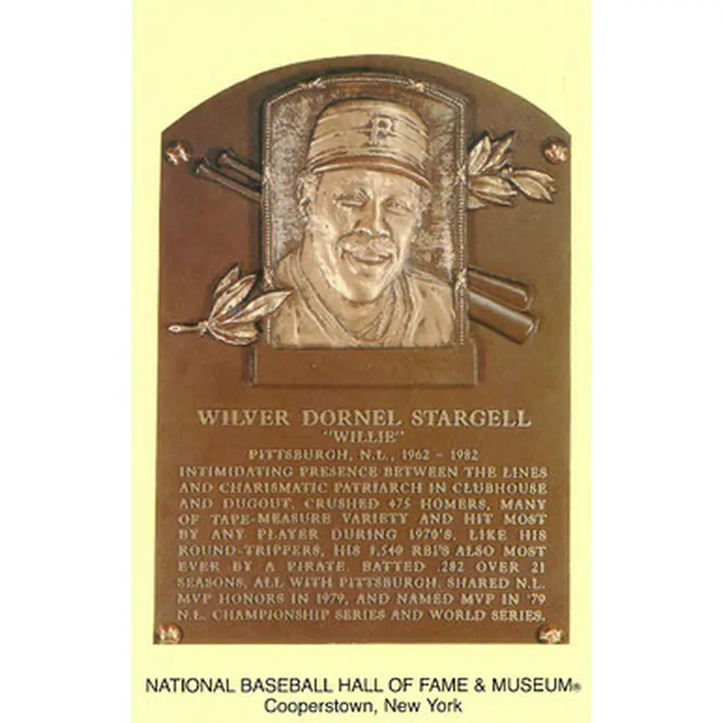 Willie Stargell Baseball Hall of Fame Plaque Postcard 