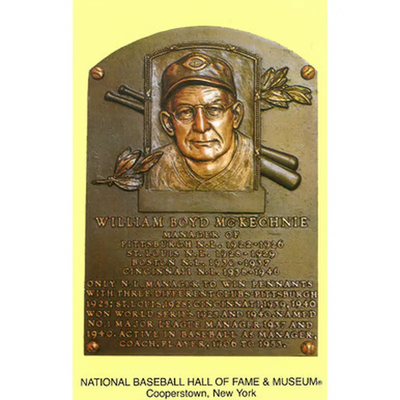 Bill McKechnie Baseball Hall of Fame Plaque Postcard 