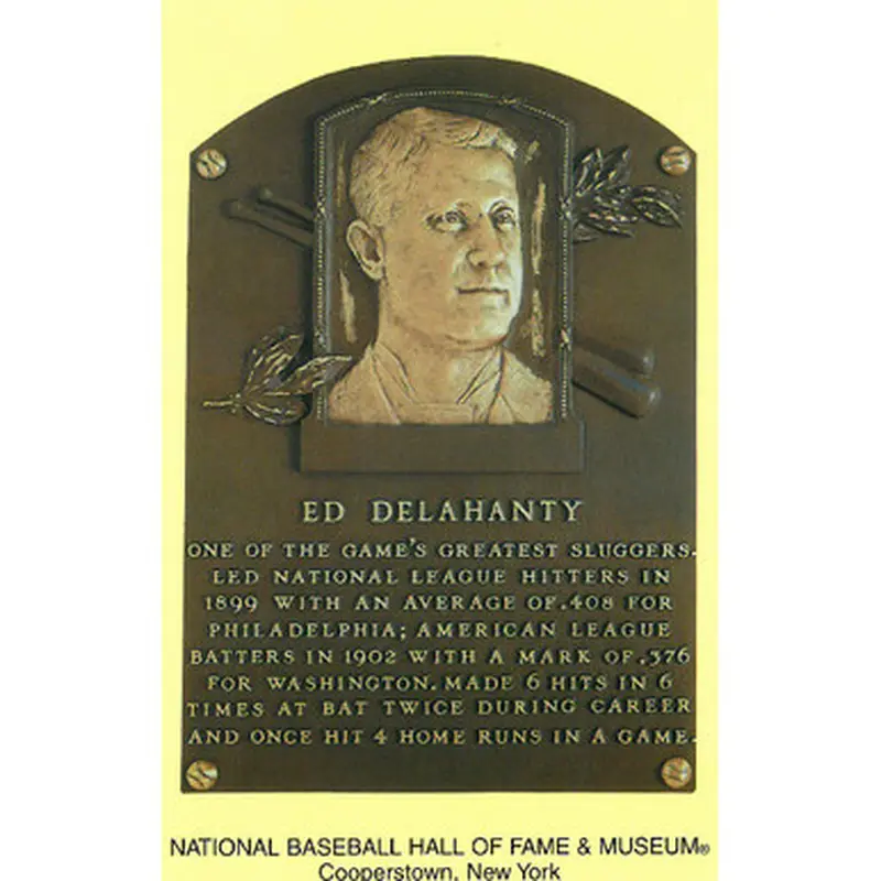 Ed Delahanty Baseball Hall of Fame Plaque Postcard 