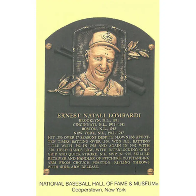 Ernie Lombardi Baseball Hall of Fame Plaque Postcard 