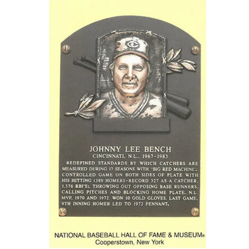 Johnny Bench Baseball Hall of Fame Plaque Postcard 