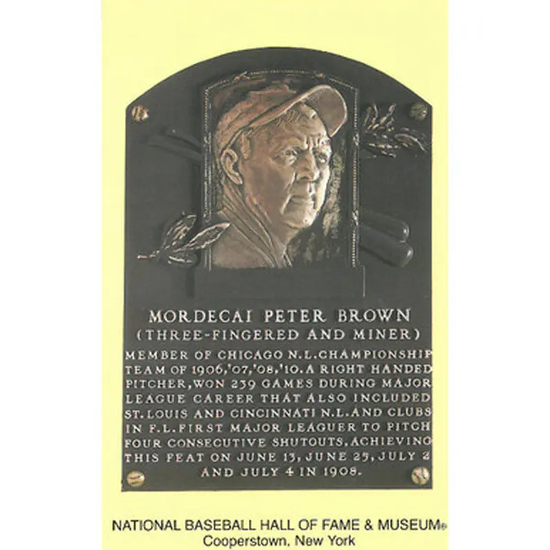 Mordecai Brown Baseball Hall of Fame Plaque Postcard 