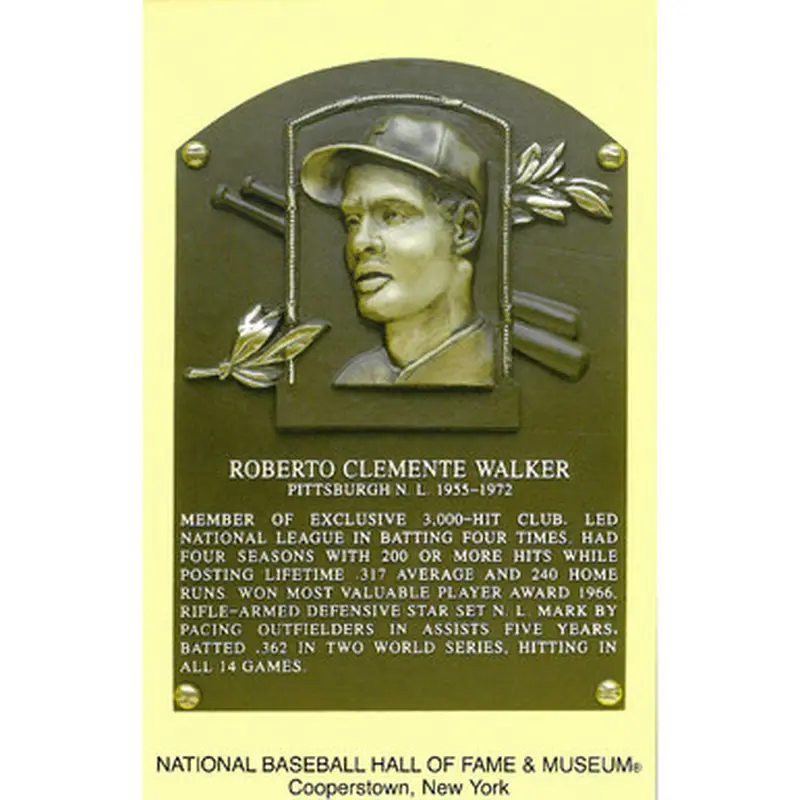 Roberto Clemente Baseball Hall of Fame Plaque Postcard 
