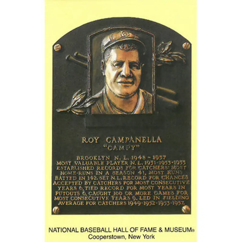 Roy Campanella Baseball Hall of Fame Plaque Postcard 