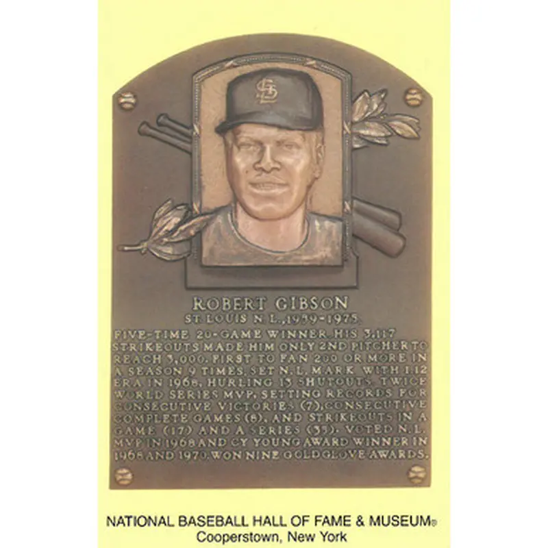 Bob Gibson Baseball Hall of Fame Plaque Postcard 