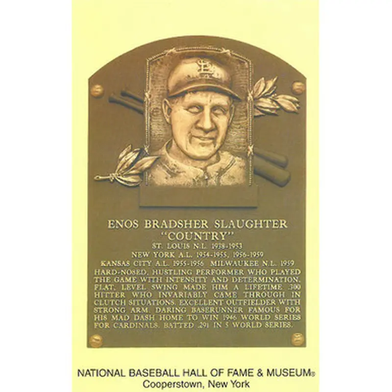 Enos Slaughter Baseball Hall of Fame Plaque Postcard 