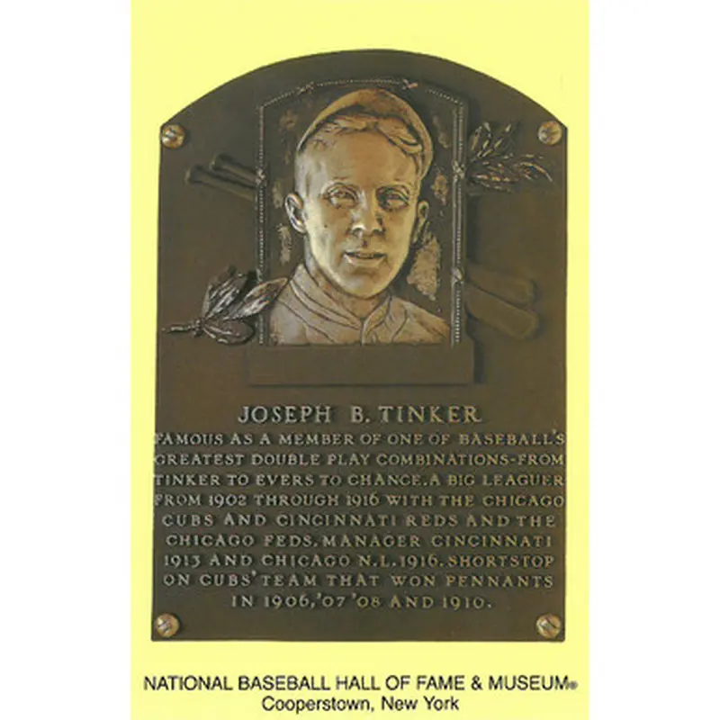 Joe Tinker Baseball Hall of Fame Plaque Postcard 
