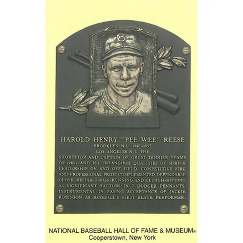 Pee Wee Reese Baseball Hall of Fame Plaque Postcard 