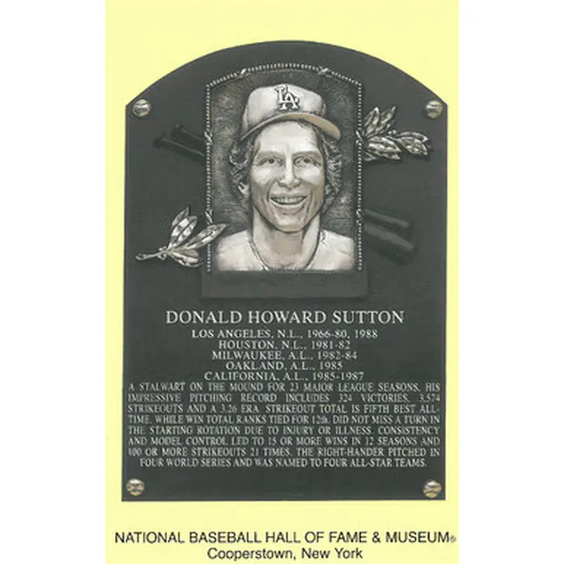 Don Sutton Baseball Hall of Fame Plaque Postcard 