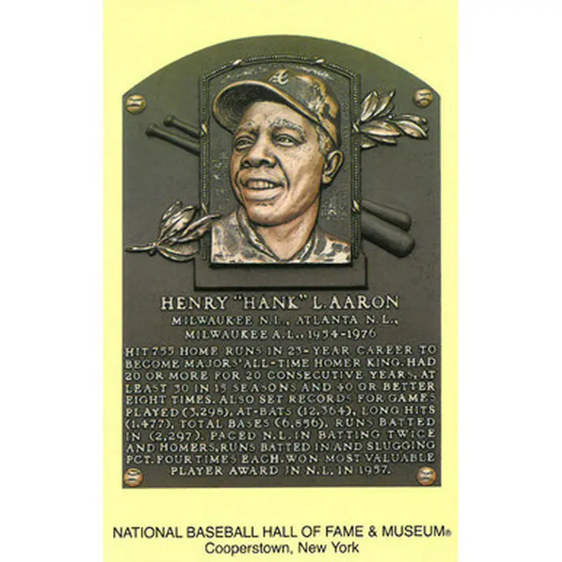 Hank Aaron Baseball Hall of Fame Plaque Postcard 