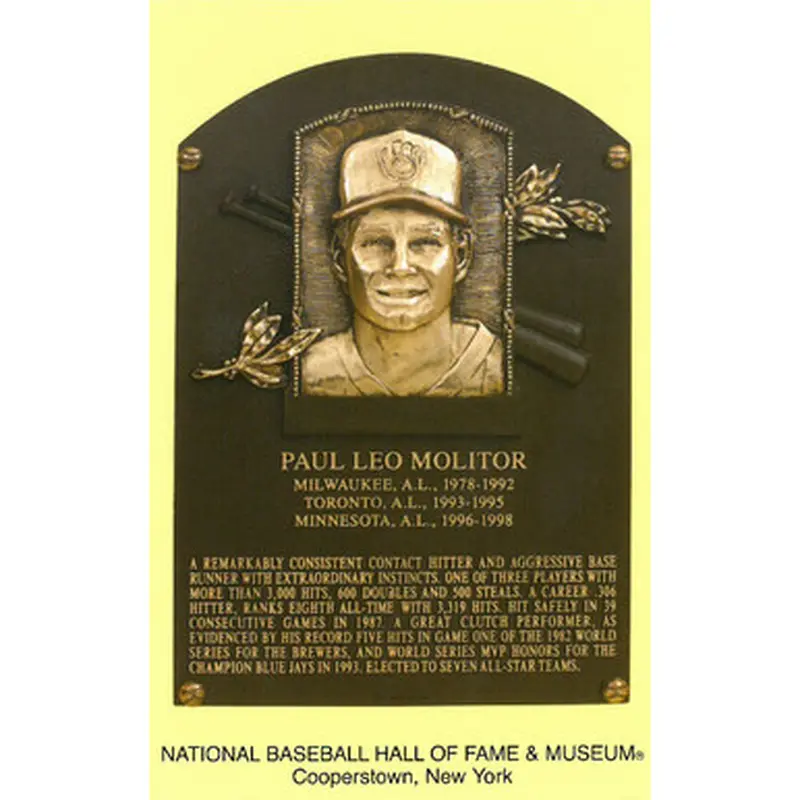 Paul Molitor Baseball Hall of Fame Plaque Postcard 