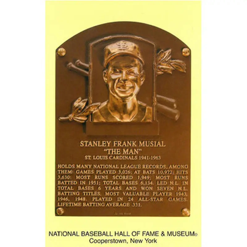 Stan Musial Baseball Hall of Fame Plaque Postcard 