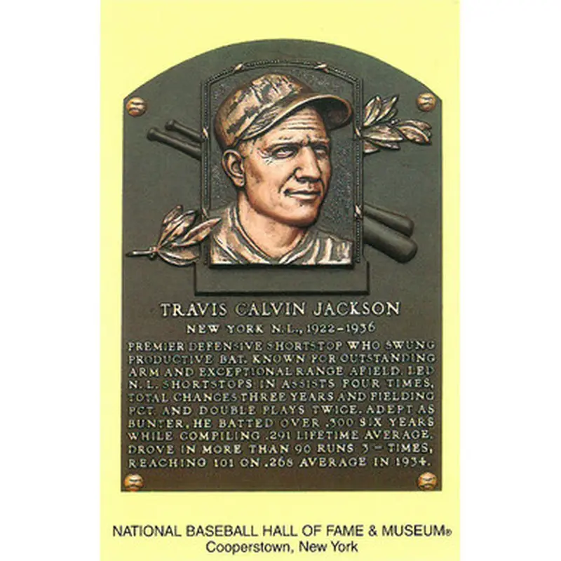 Travis Jackson Baseball Hall of Fame Plaque Postcard 