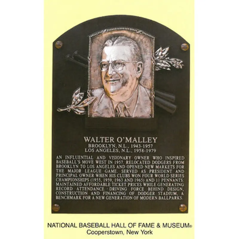 Walter O'Malley Baseball Hall of Fame Plaque Postcard 