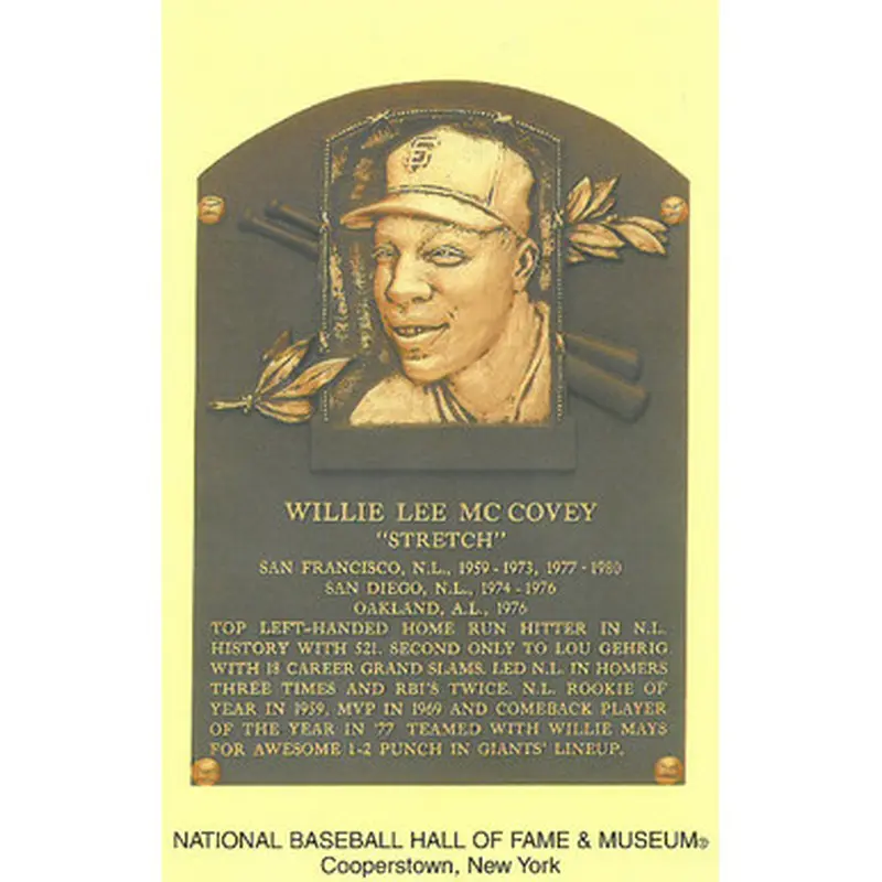 Willie McCovey Baseball Hall of Fame Plaque Postcard 