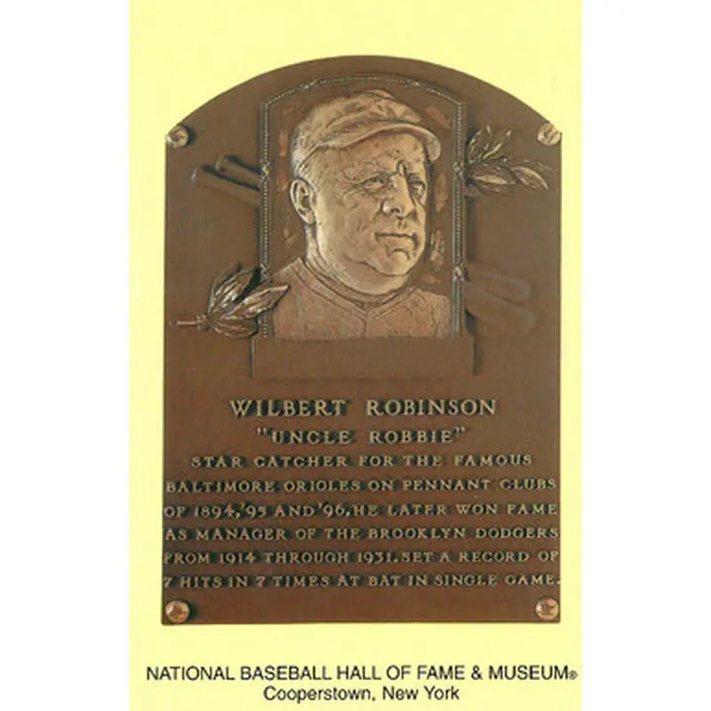 Wilbert Robinson Baseball Hall of Fame Plaque Postcard 