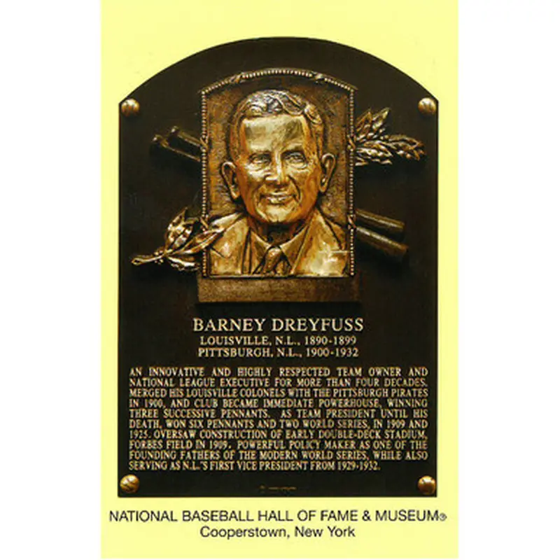 Barney Dreyfuss Baseball Hall of Fame Plaque Postcard 