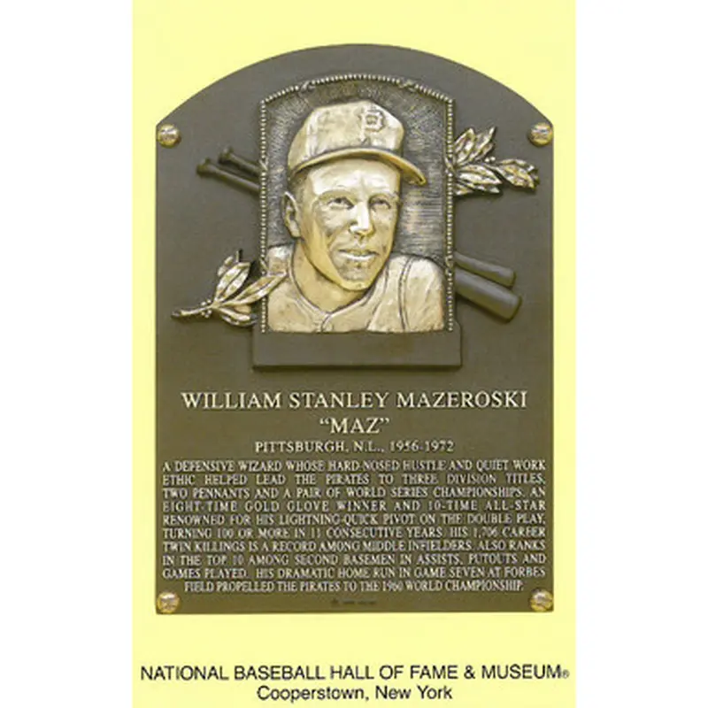 Bill Mazeroski Baseball Hall of Fame Plaque Postcard 