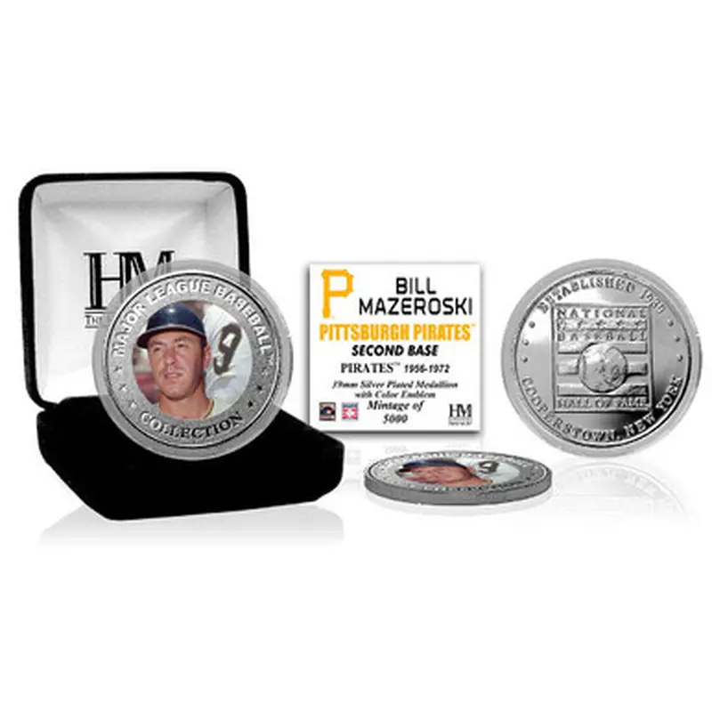 Highland Mint Bill Mazeroski Pittsburgh Pirates Hall of Fame Silver Photo Coin 