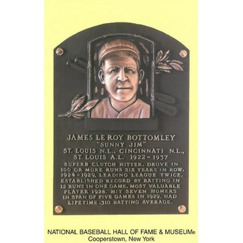 Jim Bottomley Baseball Hall of Fame Plaque Postcard 