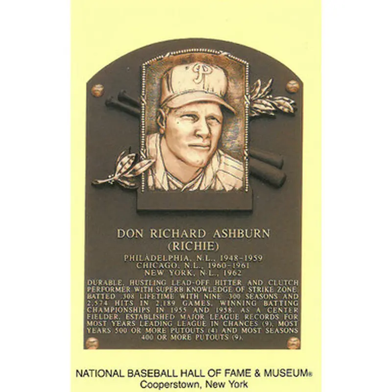 Richie Ashburn Baseball Hall of Fame Plaque Postcard 