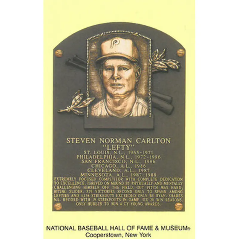 Steve Carlton Baseball Hall of Fame Plaque Postcard 
