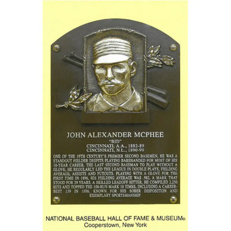 Bid McPhee Baseball Hall of Fame Plaque Postcard 