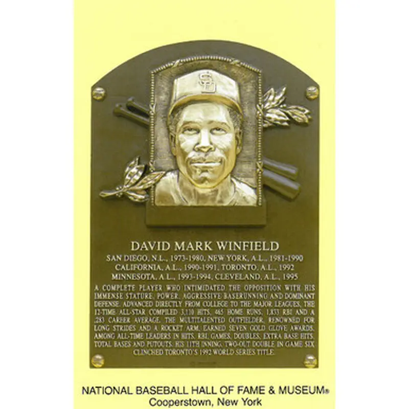 Dave Winfield Baseball Hall of Fame Plaque Postcard 