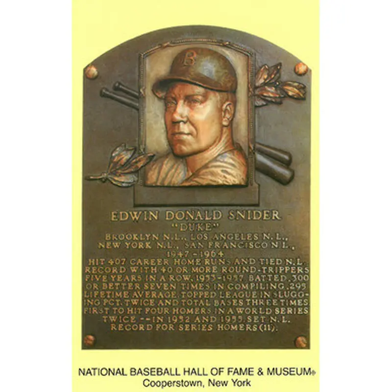 Duke Snider Baseball Hall of Fame Plaque Postcard 