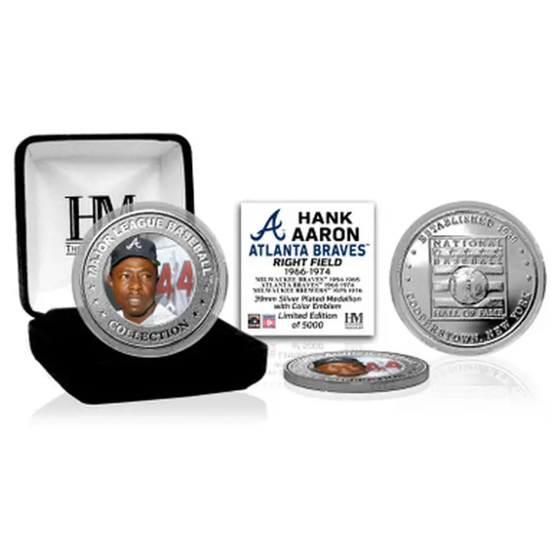 Highland Mint Hank Aaron Atlanta Braves Hall of Fame Silver Photo Coin 