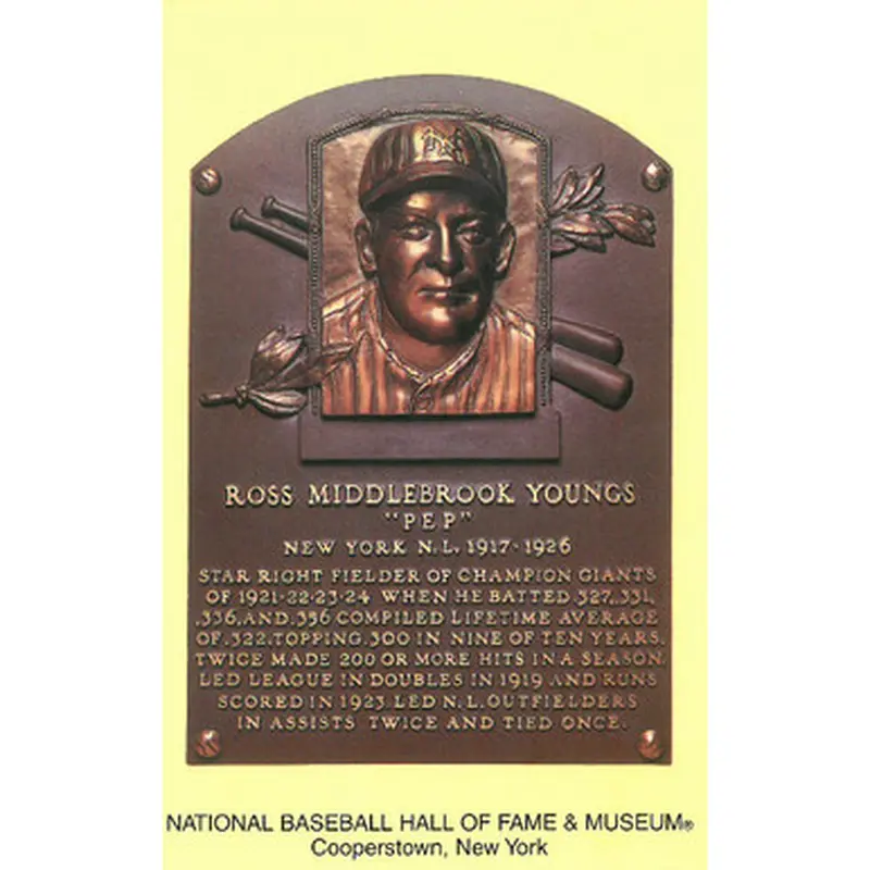 Ross Youngs Baseball Hall of Fame Plaque Postcard 