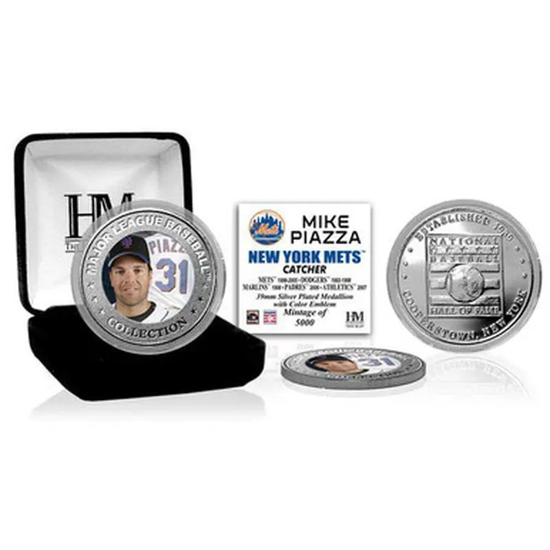 Highland Mint Mike Piazza New York Mets Hall of Fame Silver Photo Coin 
