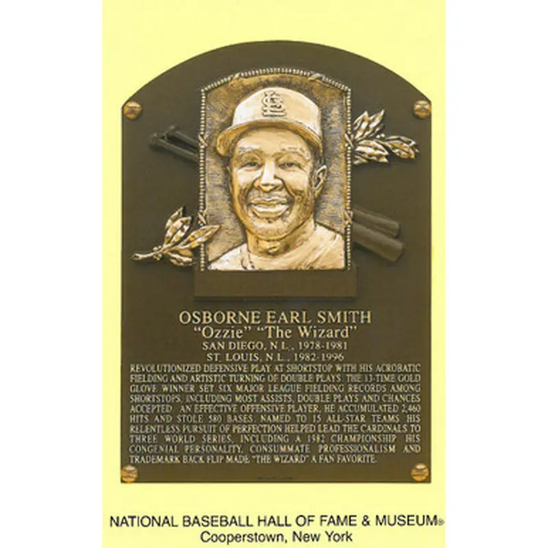 Ozzie Smith Baseball Hall of Fame Plaque Postcard 