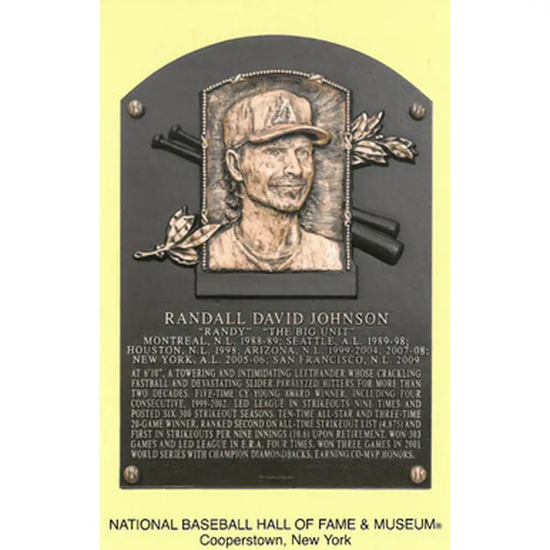 Randy Johnson Baseball Hall of Fame Plaque Postcard 
