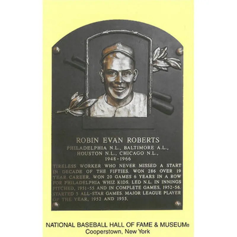 Robin Roberts Baseball Hall of Fame Plaque Postcard 